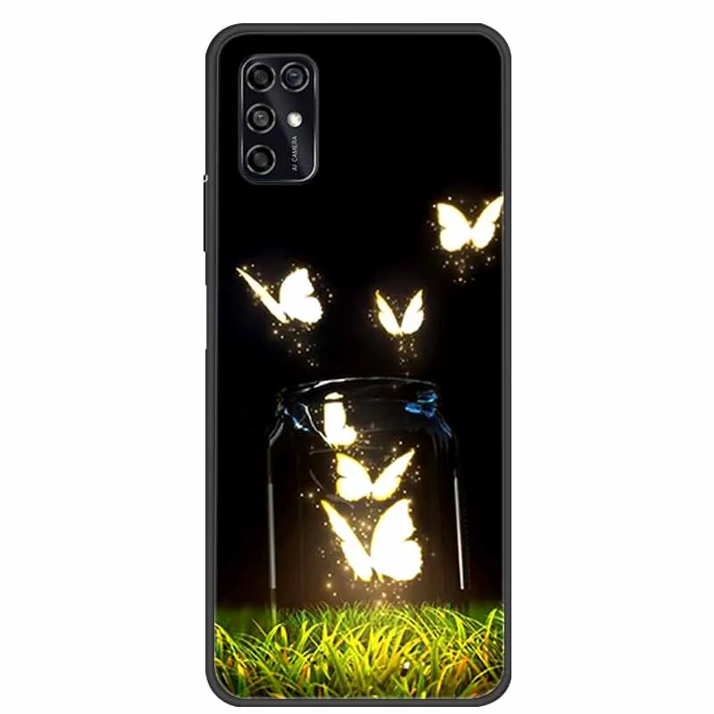 Black Silicon TPU Soft Phone Cover with Cartoon Design