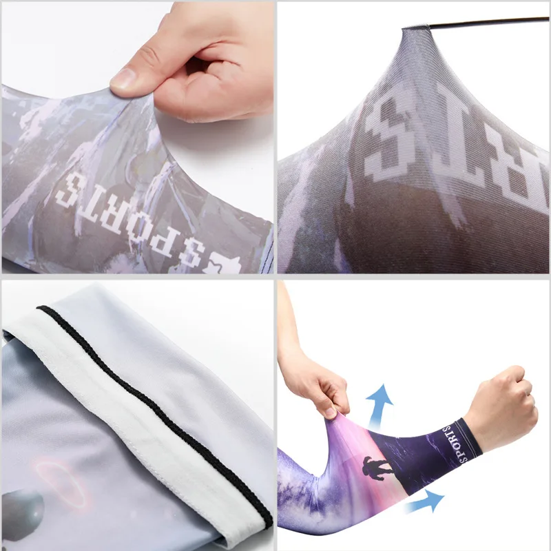 2Pcs Set Summer Ice Silk Cycling Arm Sleeves Breathable Bandana Mask Combination Suit Elastic Cold UV Sun Protection cycling arm sleeves