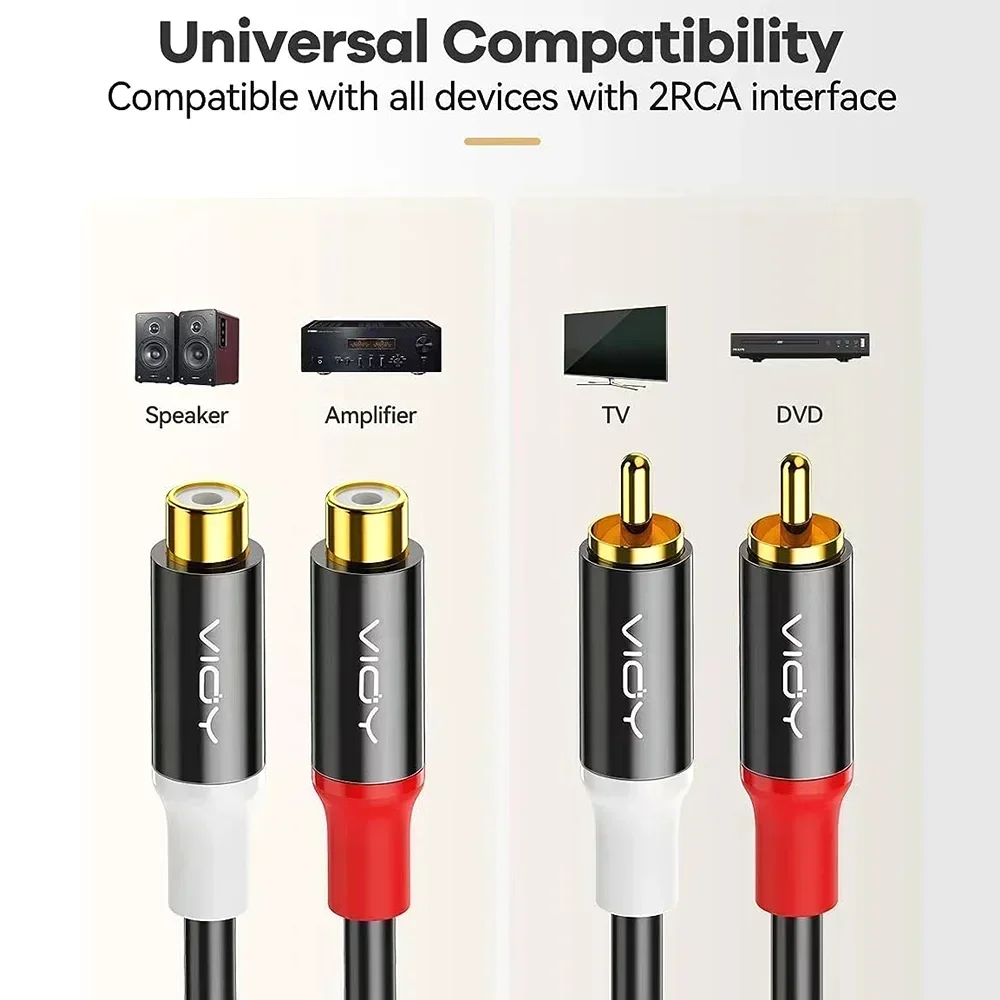 RCA Extension Cable 2RCA Male To 2RCA Female Splitter Cable RCA