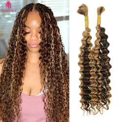 Deep Wave Bulk Human Hair for Braiding No Weft Virgin Hair 28 Inch Curly Human Braiding Hair Extensions for Boho Braids