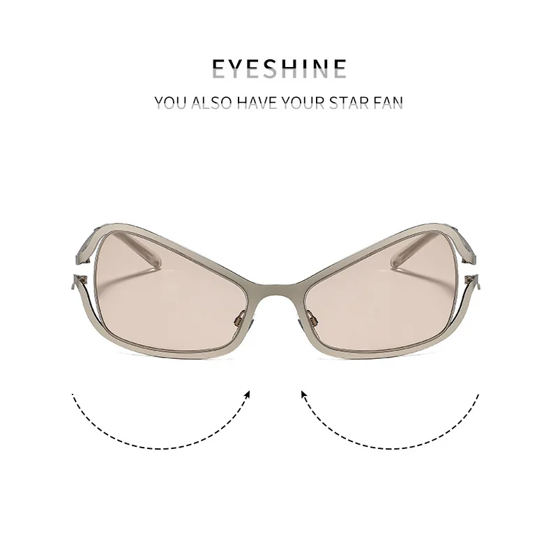 Mode Futuristische Brillen Punk Cat Eye Y2K Sonnenbrille Frauen Männer Luxus Marke Design Maske Gradienten Silber Sonnenbrille UV400 – Detail 5