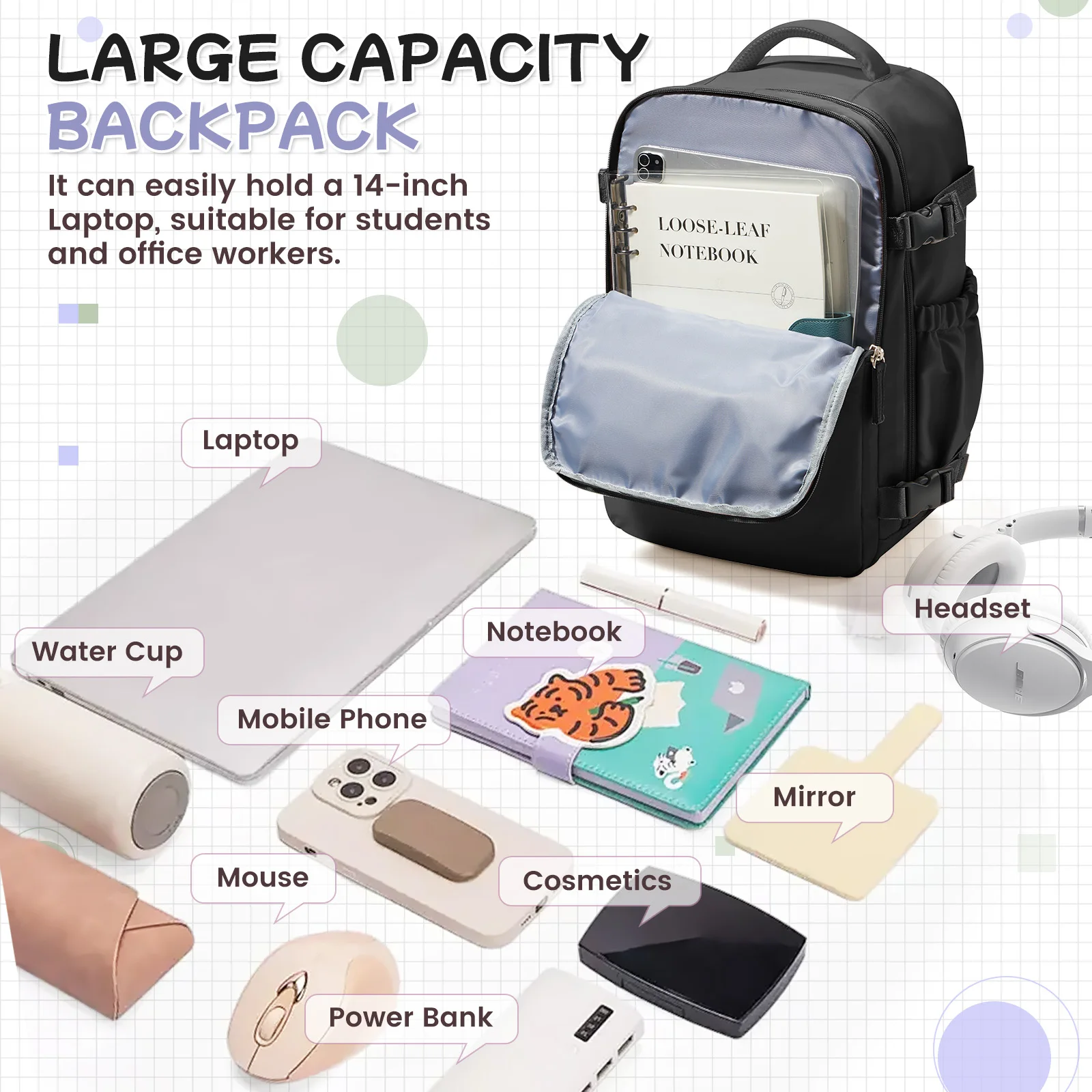 Carry on Luggage Laptop Rucksack Waterproof Travel Backpack College Backpack, Underseat Cabin Bag Wizzair 40x30x20 Travel Bags