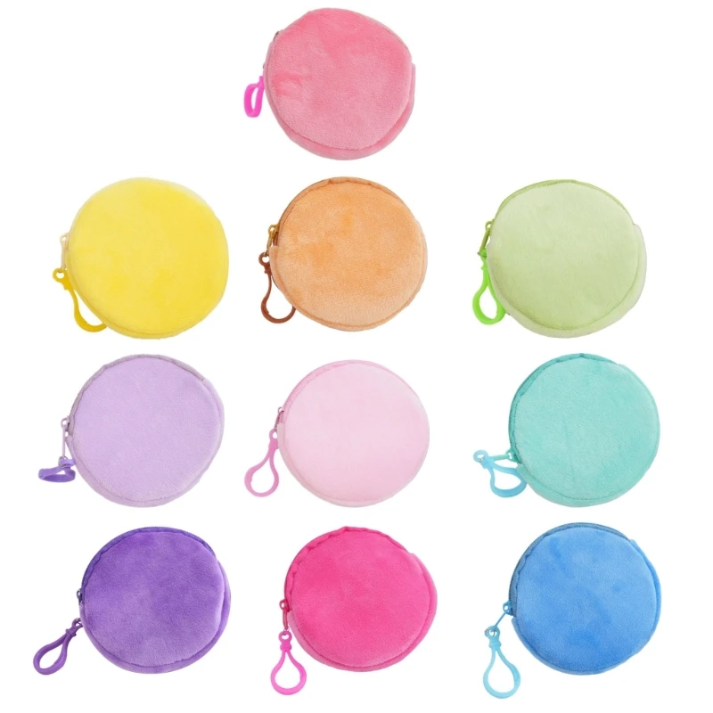 Small Coin Wallet Keychain Colorful Round Coin Purse Keyring Practical Bag Accessory Plushy Pendant Key Chain Decor