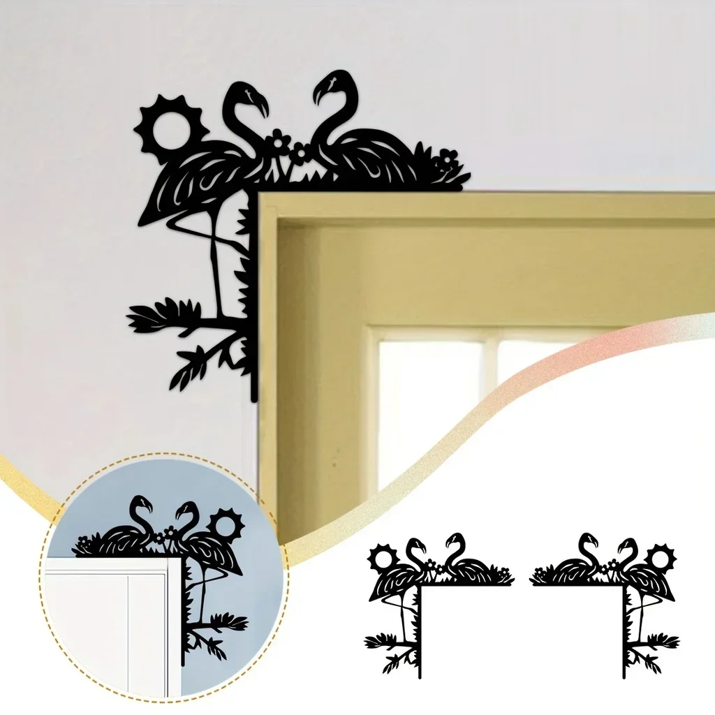 

CIFBUY Deco Flamingo Silhouette Home Decorative Wall Stickers Door Corner Decoration Door Frame Corner Decoration Metal Wall Han