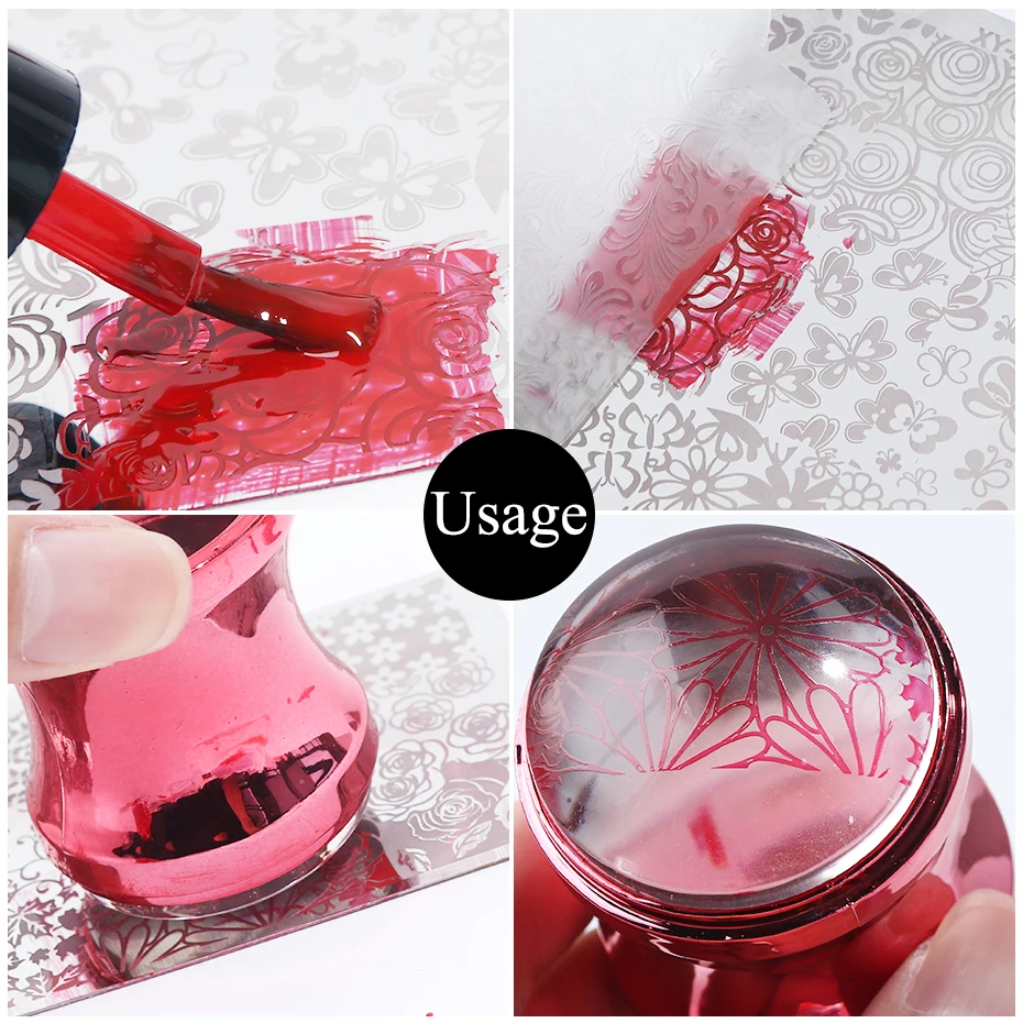 Jelly Silicone Nail Stamper Scraper With Cap Set for French and Nails Polish Print Transfer Templates Designs Manicure nail art stamping kit