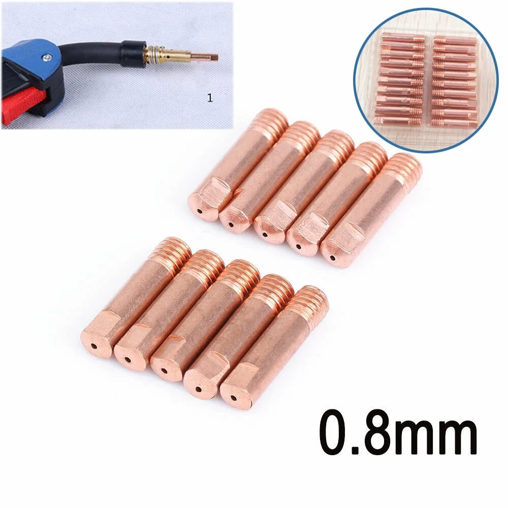 

New Useful Mig Welding Contact Tips MB15 (M6) Replacement Welder Flux Cored Wire 0.8mm 10pcs Accessories Durable