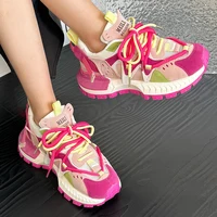 Women Platform Sneakers Casual Outdoor Mixed Colors Design Shoes Versatile Trend Sneaker Comfortable Lace Up Running Sport Shoes 2