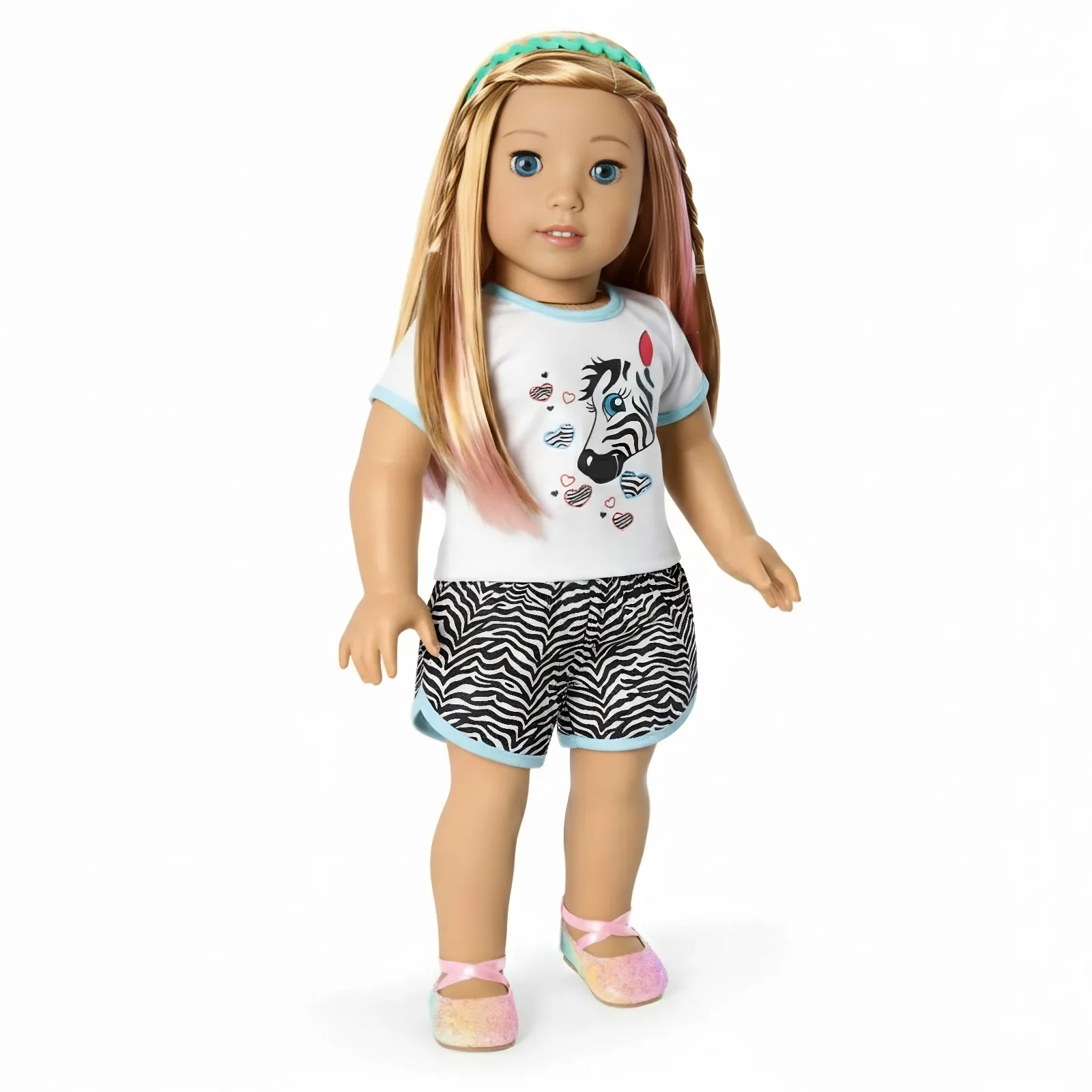 Handgefertigtes T-Shirt + Shorts für 43 cm große Puppen, Kleidung, Zubehör, 18 Zoll, amerikanische Puppe, Mädchenspielzeug, Weihnachtsgeschenk – Detail 13