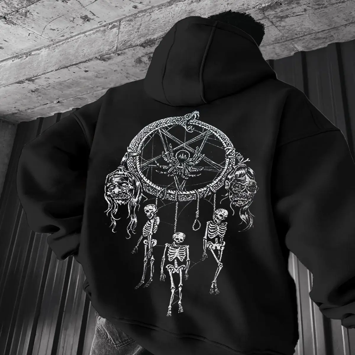Viking Totem Printed Men's Cotton Fleece Hoodie