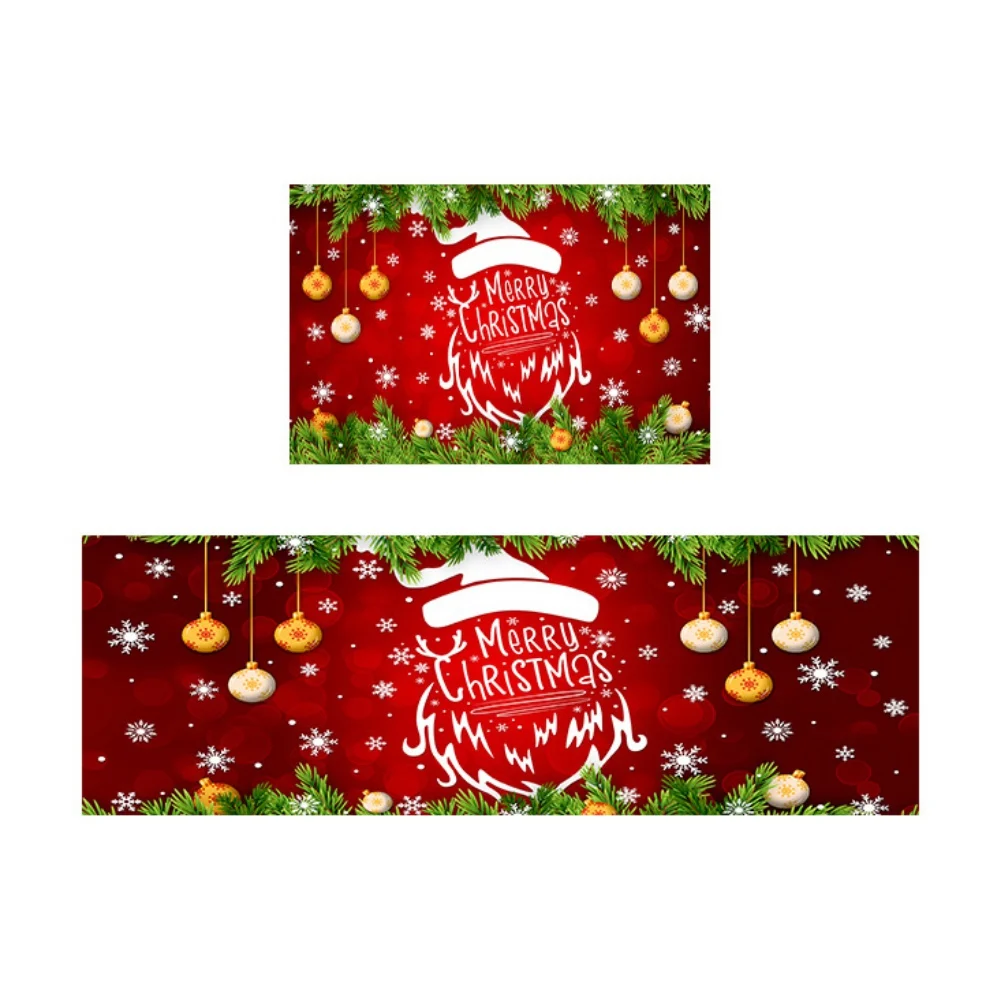 2PCS Christmas Floor Mat Entrance Doormat Bedroom Bath Toilet Anti Slip Carpet Merry Christmas Decoration for Home New Year Gift