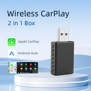 Wireless CarPlay 2-in-1 Box, Plug and Play, Portable CarPlay & Android Auto, AI 5GHz WiFi5 Transmission Speed 1