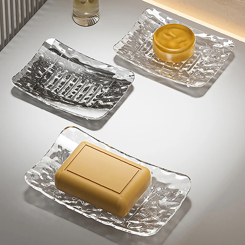 Transparente Seifenkiste, hochwertiges Badezimmer, mit Gletschermuster, Seifenlagerregal für den Hausgebrauch, Seifenkiste, leichter Luxus – Detail 3