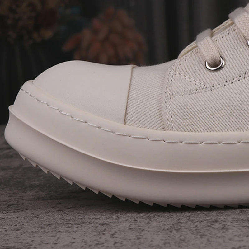Men's Canvas Shoes Pentagram Embroidery Shoes for Women Lace-up White Owens High-top Male Sneakers