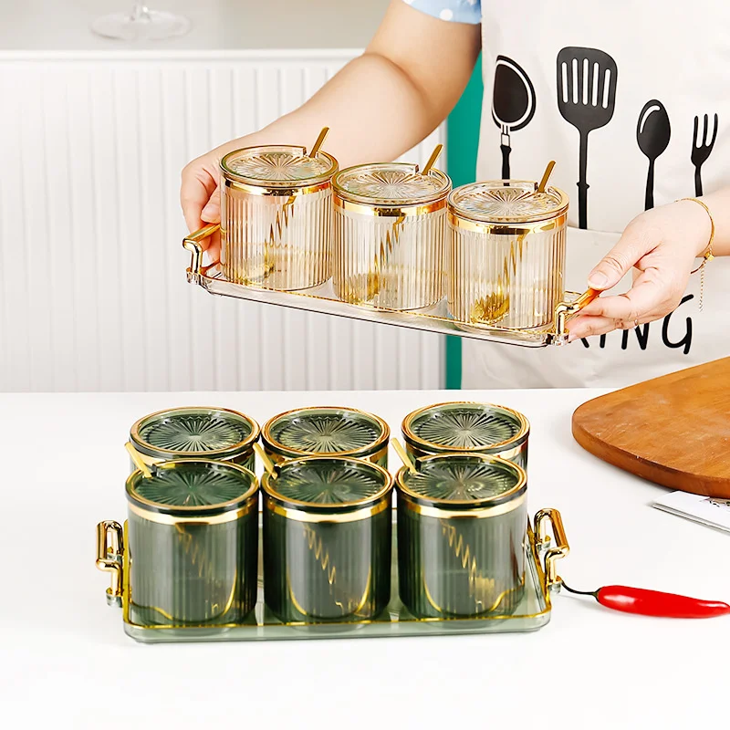 Food grade light luxury seasoning box wall mounted household kitchen seasoning bottle high-end salt monosodium glutamate storage