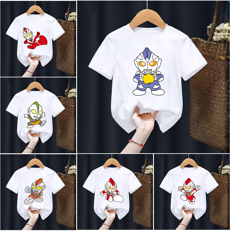 

Ultraman Children T-Shirt Kawaii T Shirt Bandai Anime Cartoons Children Casual Clothes Tee Shirt Kid Girl Boy Fashion Y2K Top