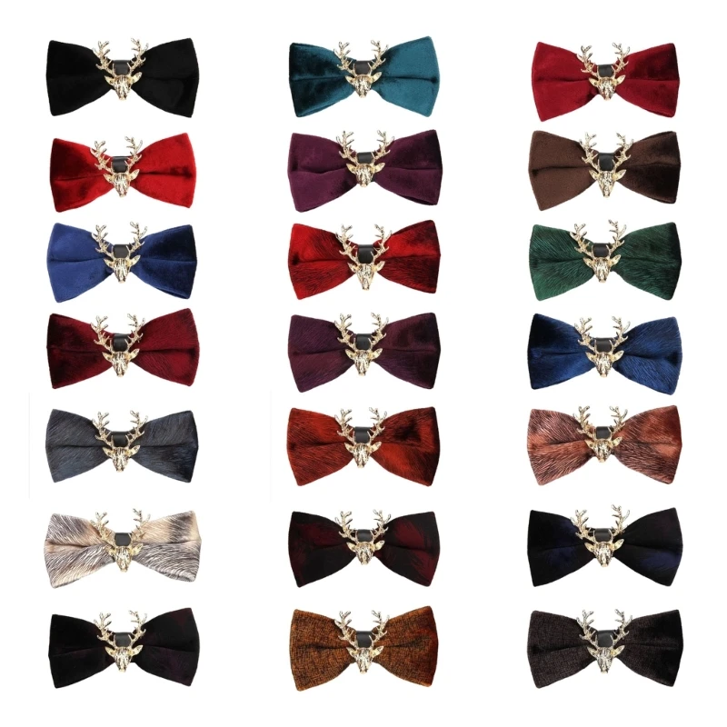 

MXMB Alloy Elk Head Decor Neckties for Taking Photo Gentleman Bowknot Necktie Knot Business Uniform Neckwear