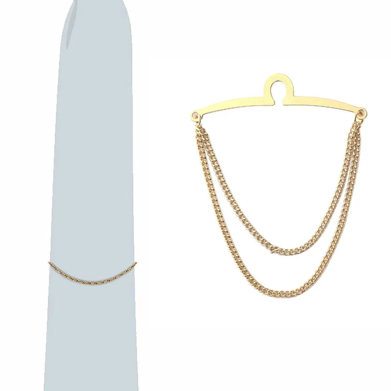 Elegant Men's Metal Brooch Pin and Necktie Chain Accessory