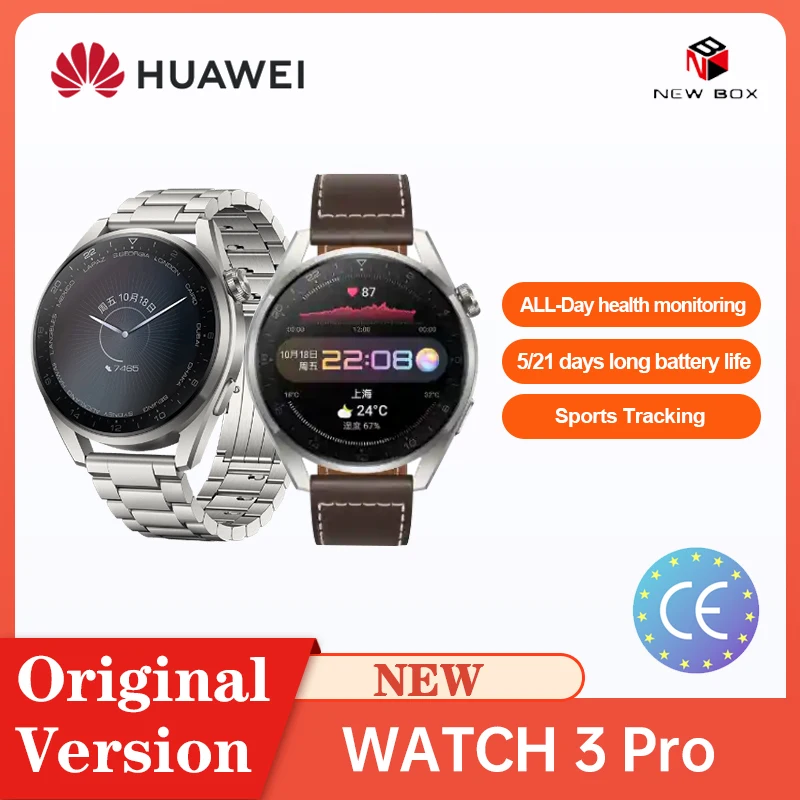 HUAWEI WATCH 3 Pro 48mm NFC SmartWatch LTE eSIM Answer Call Heart Rate