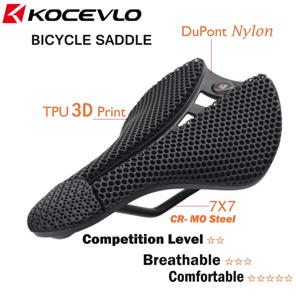 

Велосипедное седло KOCEVLO 7x7, удобное дышащее седло из ТПУ и нейлона, с 3D принтом, для горных и шоссейных велосипедов, Аксессуары для велосипеда