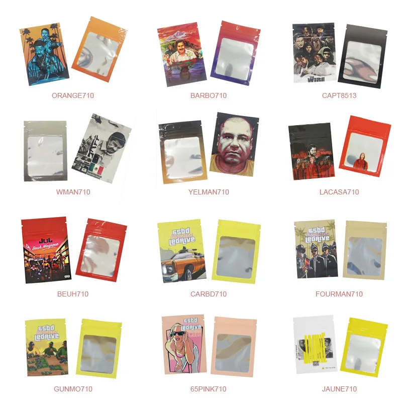Small Zipper Plastic Bag Laser Pouch Zip Lock Pouch Small Packaging Cookie Cigar Bags With Clear Window 10PC