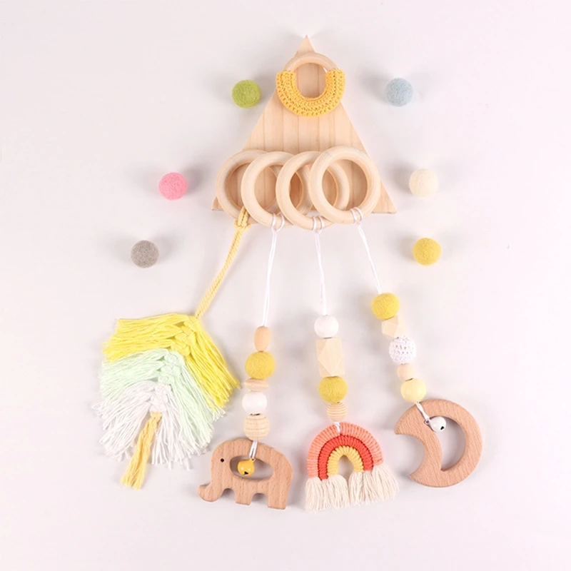 4PCS Newborn Sensory Toys Baby Nursing Gifts Handmade Stroller Accessories Hanging Decor Ornament for Infant Activities