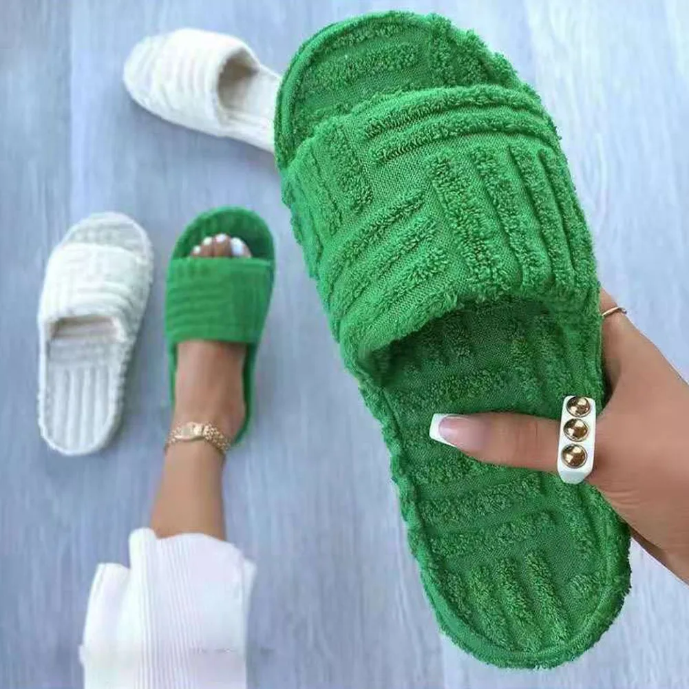 DoraTasia Dropshipping Brand New Ladies Platform Slippers Flat Low Heel Solid Summer women's Slippers Casual Soft Shoes Woman