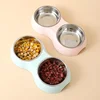 Double Pet Bowls Dog Food Water Feeder Stainless Steel Pet Drinking Dish Feeder Cat Puppy Feeding Supplies Small Dog Accessories 4