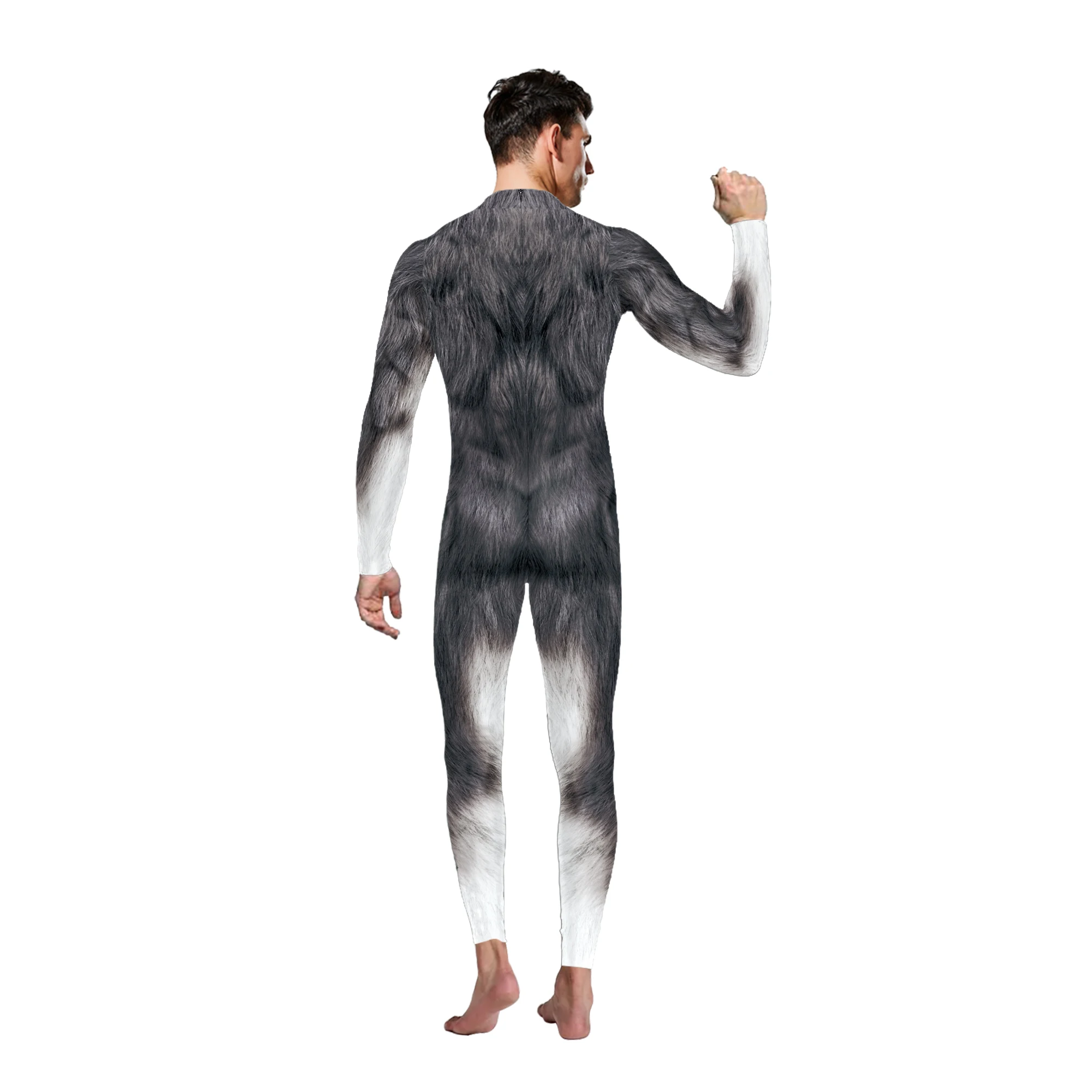 Funny Animal Husky Fox Wolf Printed Cosplay Costume cosplay costume For Adult Male Bodysuits Outfits 3D Zentai Suits Halloween Party Jumpsuit