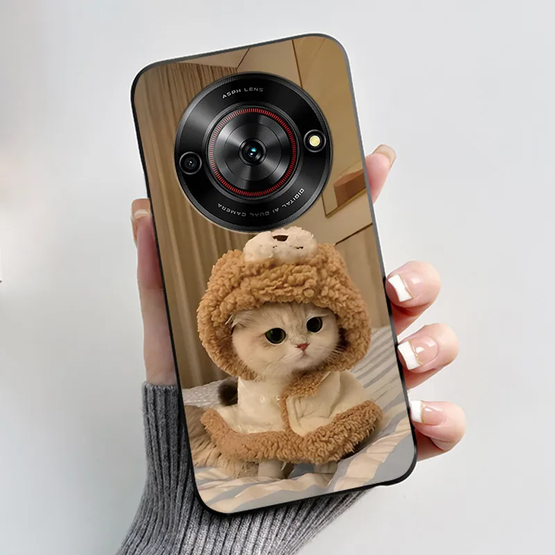 Aesthetic Cute Cat Fashion Shockproof Black Matte Soft TPU Phone Case