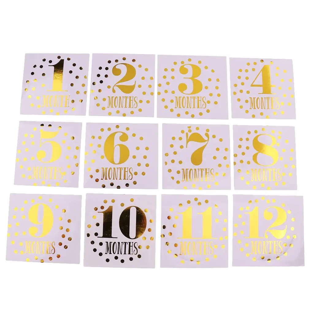 Baby Monthly Milestones Stickers Baby Shower Pictures Prop 1-12 Months -