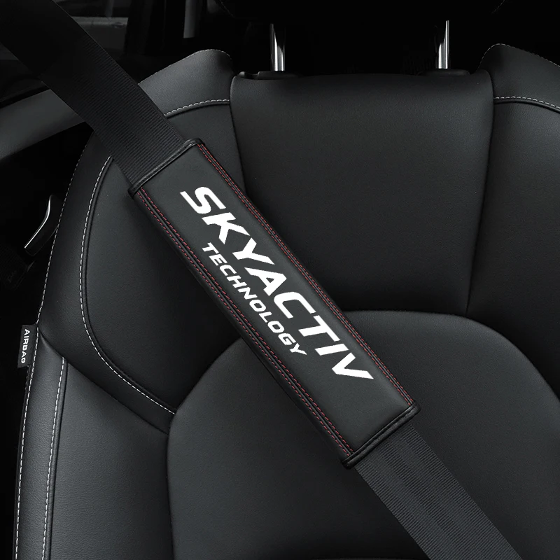 for Mazda Skyactiv for 1pc Cowhide forMazda Skyactiv Car Interior Seat Belt Protector Cover For car Auto Accessories