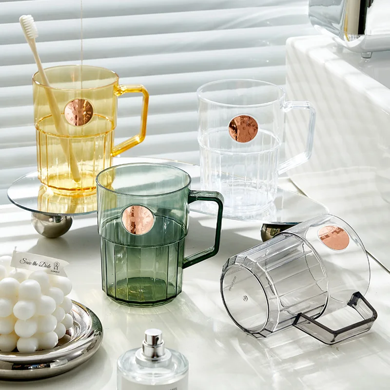 

Роскошная Высококачественная пластиковая чашка для воды, креативная и практичная чашка для зубной щетки, Прозрачная Круглая чашка для полоскания рта с ручкой, TwoPieceSet