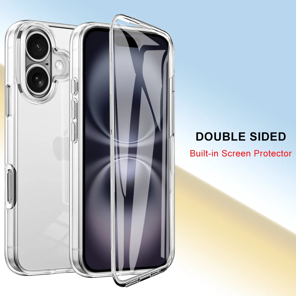 360° Full Body Double-Sided Clear Protective Case with Shockproof Bumper