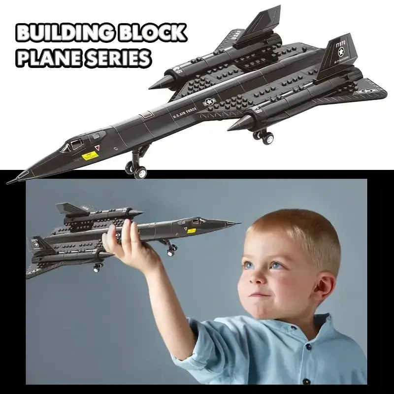 מטוס זיהוי Blackbird SR-71 צבאי בניית בלוקים חלקיקים קטנים פאזל הרכבה צעצוע
