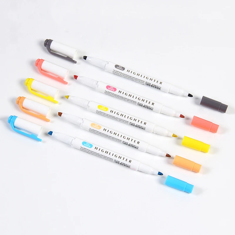 Double Headed Highlighter Pen Art Markers 5 Colors Kawaii Japanese Color Fluorescent Pens School & Office highlighter marker,highlighter pen,art marker,marker pen