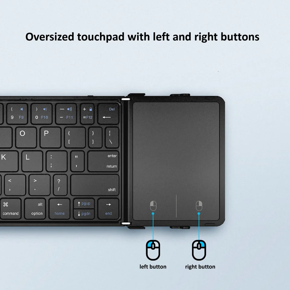 outmix dobrável teclado bluetooth recarregável portátil mini teclado de couro com touchpad para android tablet de sincronização