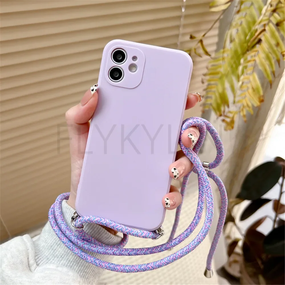 Crossbody Necklace Lanyard Cord Strap Phone Case with Silicone Soft TPU Back Cover