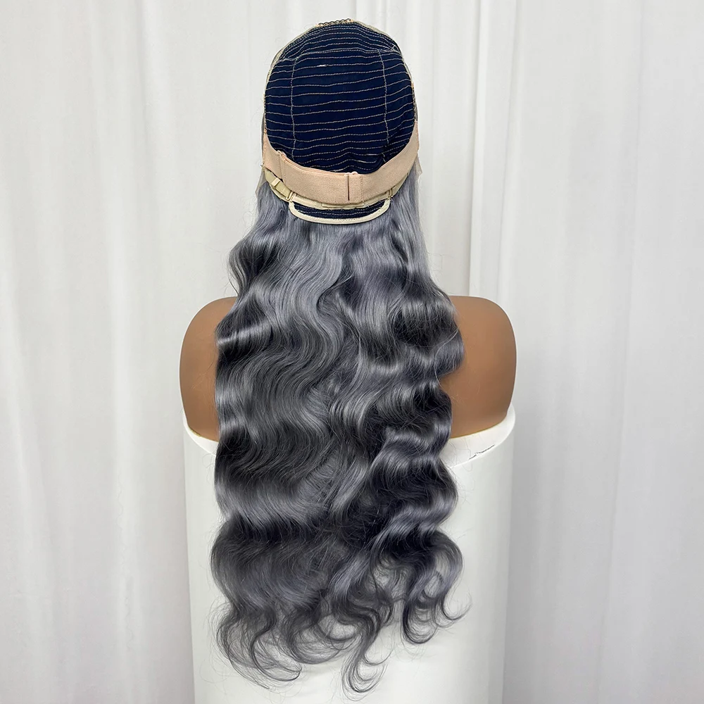 13x4 Transparent Lace Front Wigs Gray Color Body Wave Human Hair Wig 250% Density Human Hair Wigs For Black Women