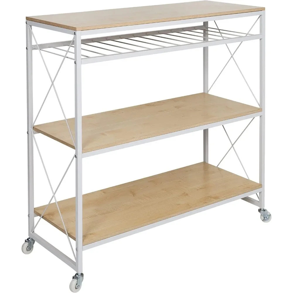 

Family Rolling Kitchen Island Terrace Layered Shelf 15 inches deep x 38 inches wide x 38 inches high white