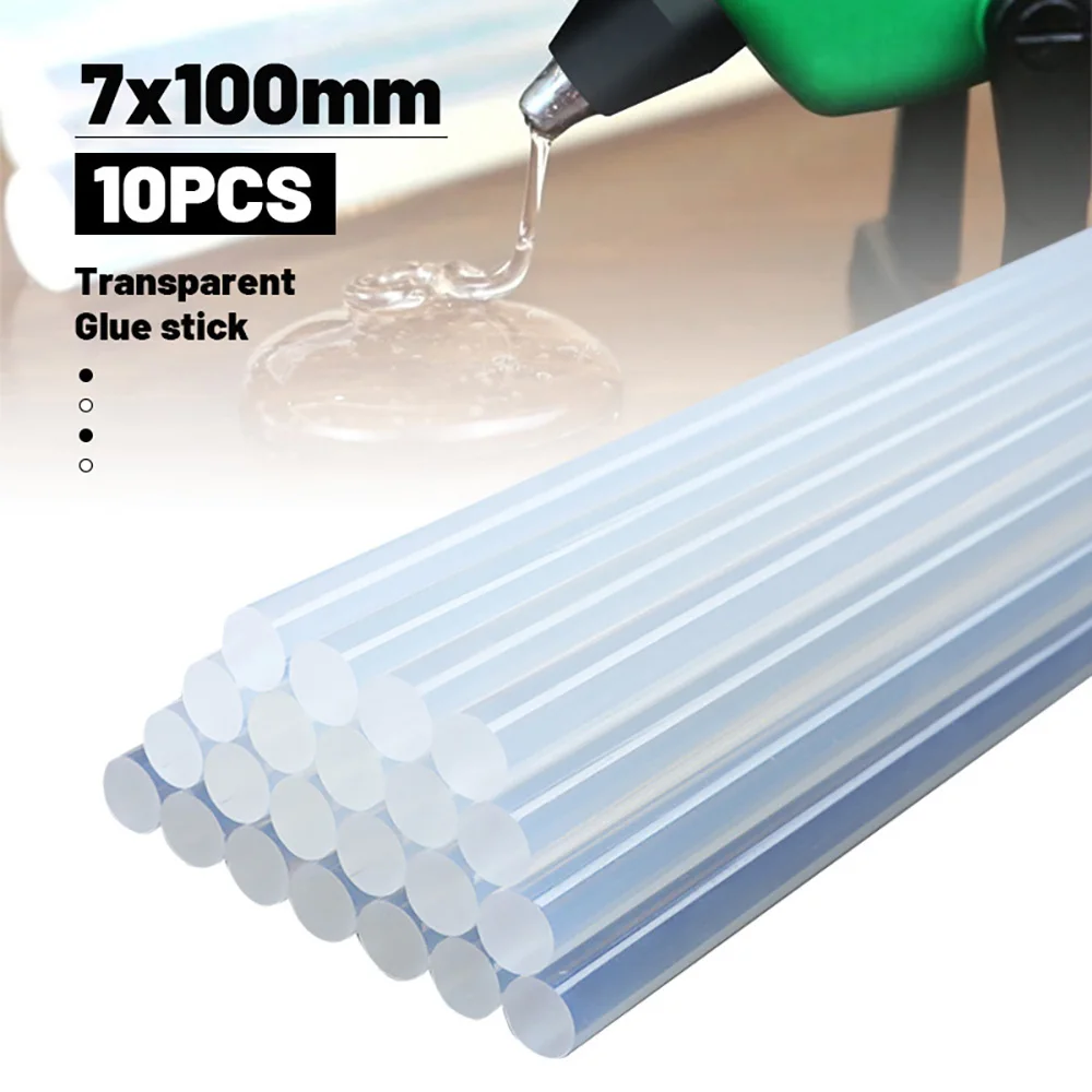 10Pcs 7mmx100mm Transparent Hot Melt Glue Sticks for Electric Glue Gun