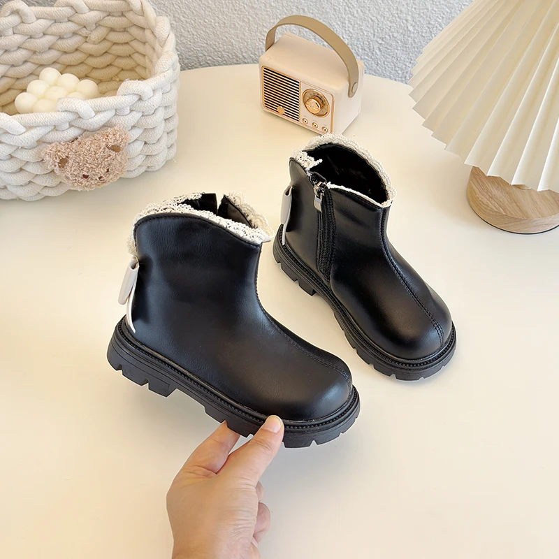 Cotton Lace Ankle Boots for Girls Winter Wedding Party