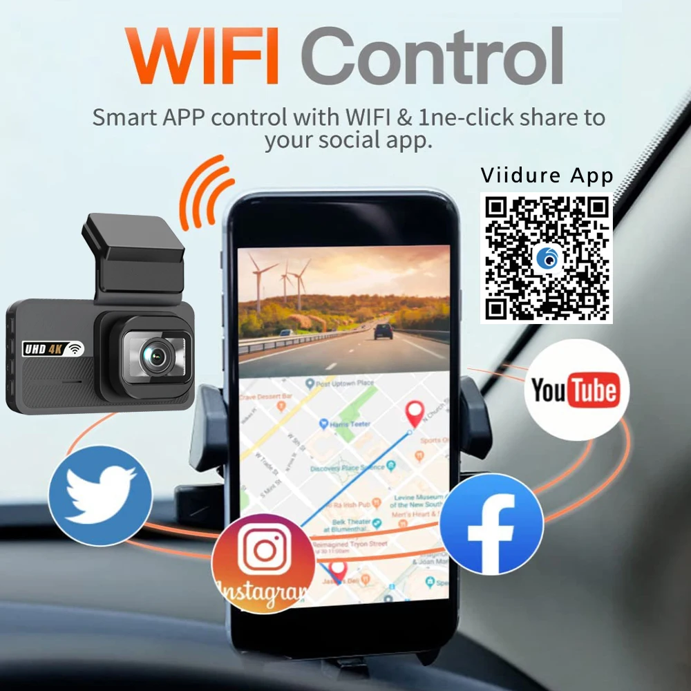 UHD 4K 2160P AI Driver Assistance Dash Cam Dual Lens ADAS WIFI GPS Mini Car DVR Camera Video Drive Recorder Dashcam Registrar