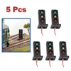 5Pcs HO Scale 2 Aspects Railroad LED Dwarf Signals 3 Lights Block Signal Lamp 3V/12V Model Train Signals Garden Decoration 27mm 3
