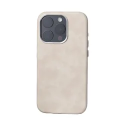 Premium Crazy Horse Leather Magnetic Case with Metal Lens and Buttons, Compatible with Magsafe - iPhone 15 Plus (Milk White)