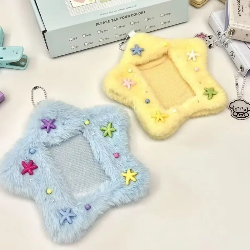 Plush Card Holder Cute Key Chain Pendant Plush Photo Card Holder Photo Albums Decor Cover Bus Card Protector Picture Sleeves Bag