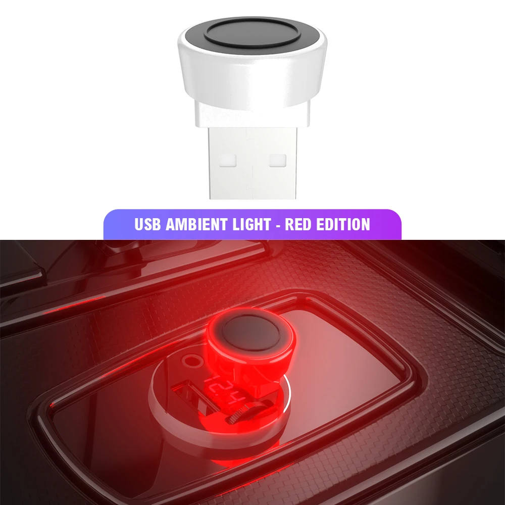 Mini Luz Decorativa Circular LED para Carro, Luz Ambiente USB Portátil Plug and Play, Luz Noturna para Carro e Computador, 1 Unidade