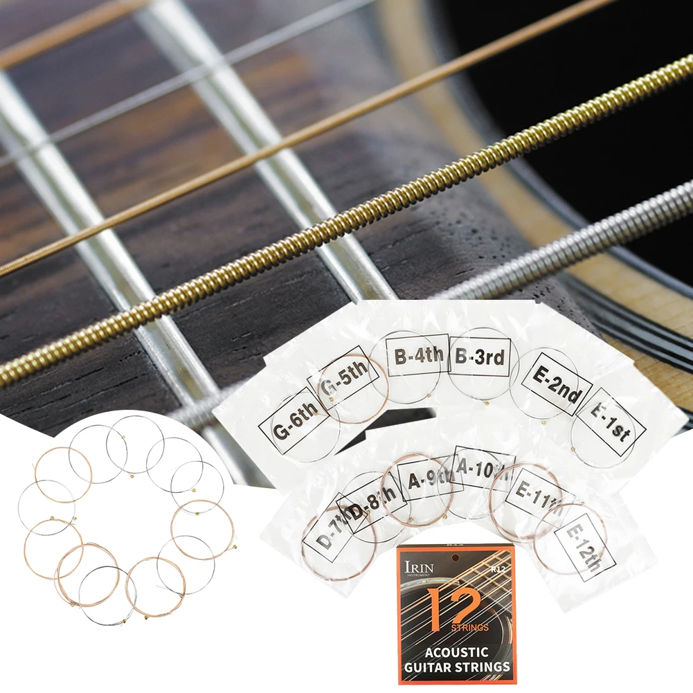 12-String Guitar Strings Folk Guitar Accessories Parts with PU Coating Folk Guitar Strings Light Great Bright Guitar Strings