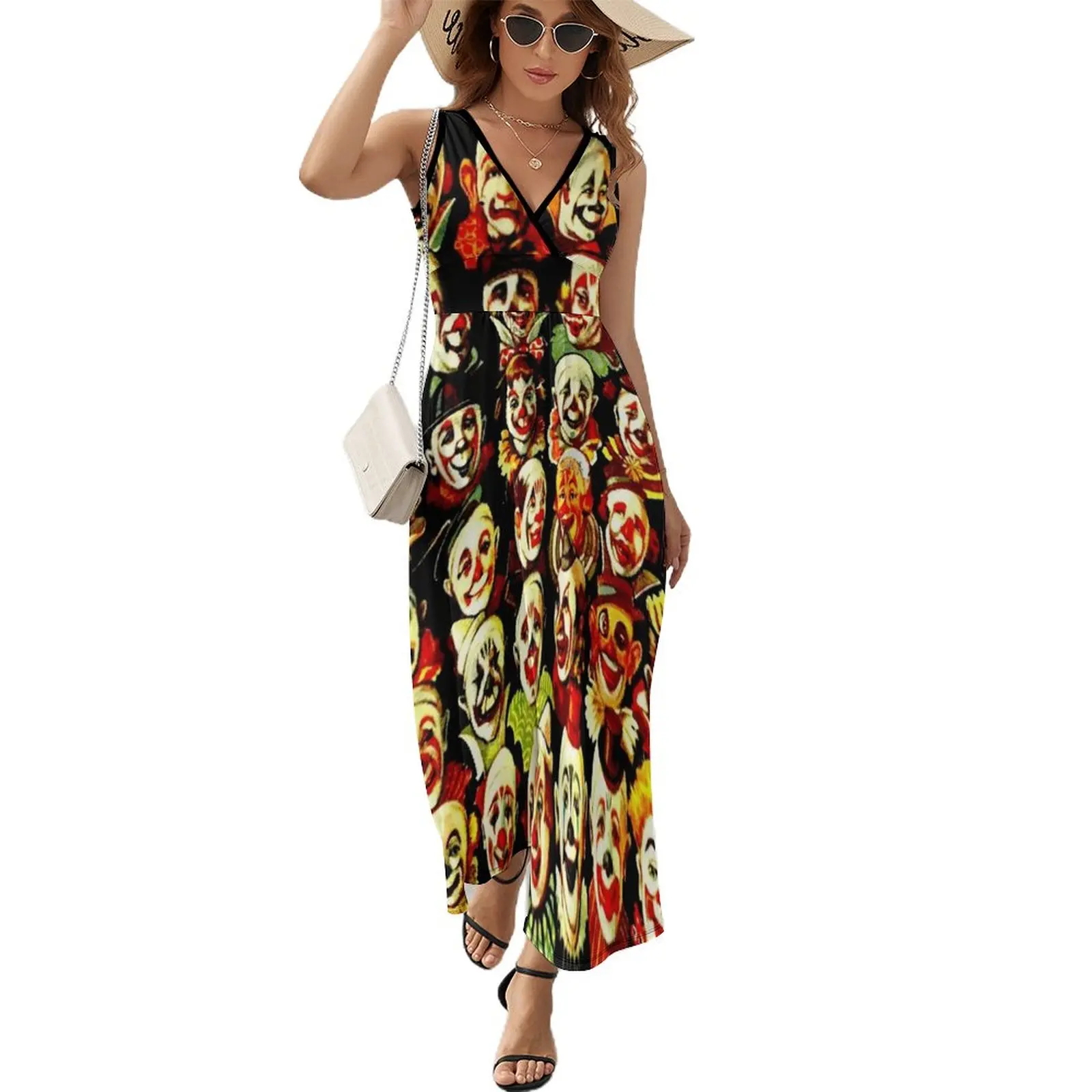 

RINGLING BROS, BARNUM & BAILEY: Vintage Clown Print Sleeveless Dress prom dress party dresses woman