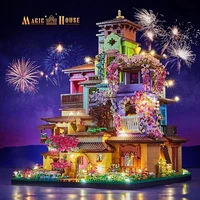 7080PCS Magic Castle Sakura House Building Blocks City Street Model With LED Lights Mini Bricks Toys Children's Christmas Gifts 1