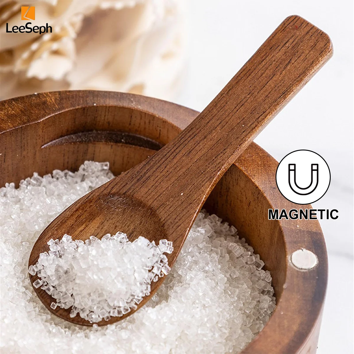 Spices Bottle Seasoning Jar Leeseph Acacia Wood Salt or Spice Box with Swivel Cover Perfect Spice Container for Kitchen Close at Hand on Your Countertop
